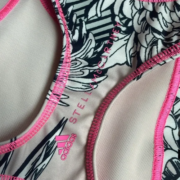 🧵Stella McCartney Adidas sports bra *Altered! chrysanthemum white black pink - Picture 11 of 11
